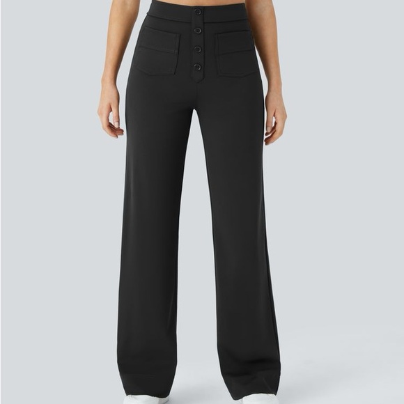 Halara - Black High Waisted Button Pants - Picture 1 of 8